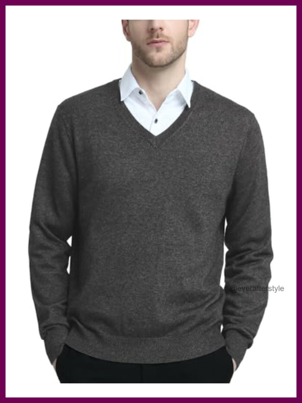 Men's Wool Blend V-Neck Knit Pullover Sweater Relax Fit Fall Winter